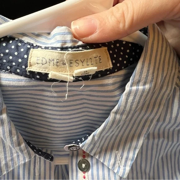 Anthropologie Edme & Esyllte Blue Striped Button Down‎ Shirt - Picture 5 of 7